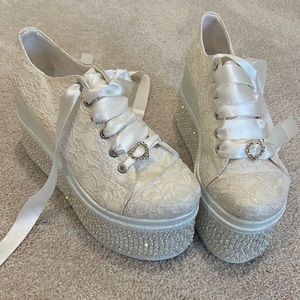 Ivory platform wedding sneakers 4inches